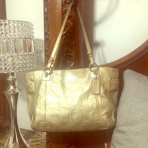 Coach gold leather purse